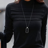 Haut Slim Fit Plissé Manches Longues