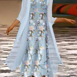 Robe ample manches 3/4 à imprimé fleuri