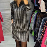 Robe à revers avec poche et carreaux