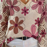 Pull À Col En V Avec Motif Ajouré