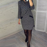 Robe à imprimé losange et manches longues