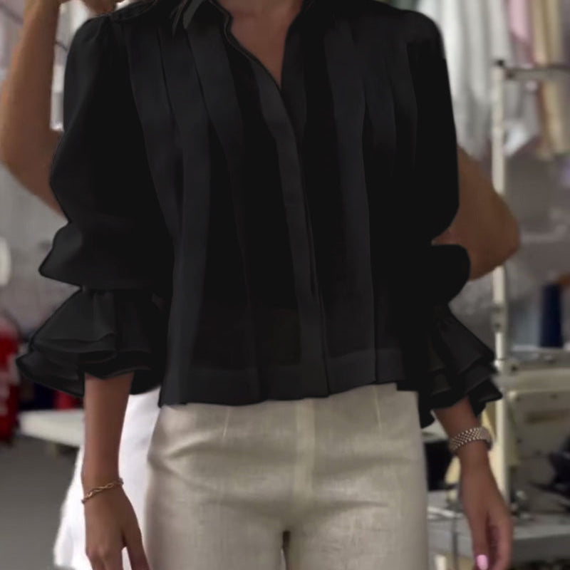 Chemise Manche Bouffante Volant