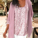 Débardeur et cardigan à sequins
