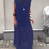 Robe sans Manches en Mesh et Patchwork