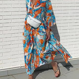 Robe à manches volantées et col en V