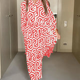 Robe à manches à neuf points à imprimé géométrique