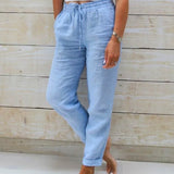 Pantalon décontracté à jambe droite de couleur unie