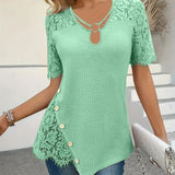 T-Shirt Dentelle Panneau Tricoté