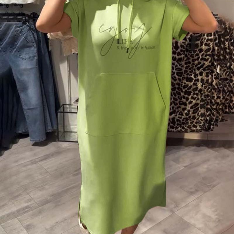 Robe À Capuche Décontractée Cordon