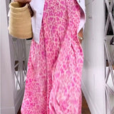 Robe longue col V en imprimé à manches courtes