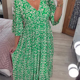 Robe longue imprimée rouge