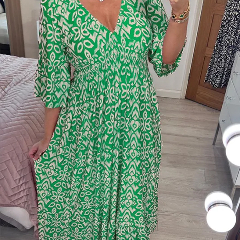 Robe longue imprimée rouge