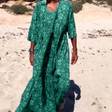 Robe imprimée ample à manches 3/4