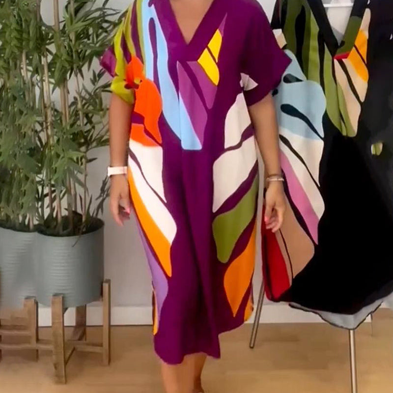 Robe décontractée à imprimé feuilles colorées