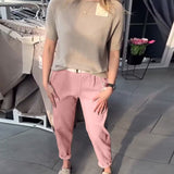 Pantalon Uni Décontracté Droit