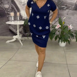 Robe Mode Col En V Manches Courtes