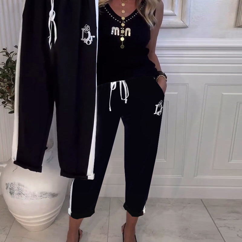 Pantalon décontracté coupe slim avec cordon élastique