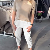 Pantalon Uni Décontracté Droit
