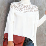 Haut Col Roulé Dentelle Sheer Tricot