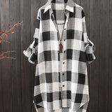 Chemise à manches longues avec imprimé à carreaux