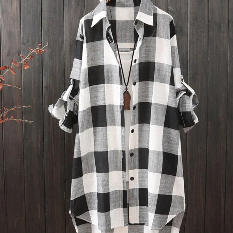 Chemise à manches longues avec imprimé à carreaux