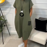 Robe décontractée à manches courtes et imprimé lettre simple