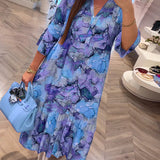 Robe ample douce imprimée à col en V