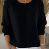 Pull Uni Col Rond Épaule Tombante