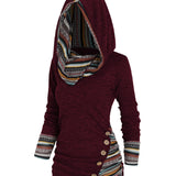 Sweat-shirt à capuche décontracté de couleur contrastée