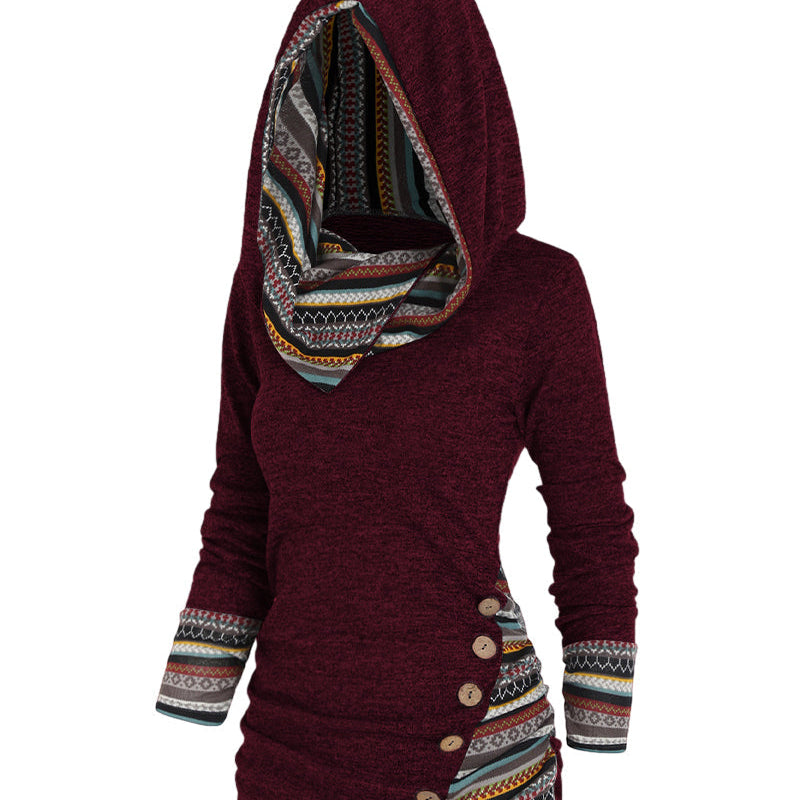 Sweat-shirt à capuche décontracté de couleur contrastée