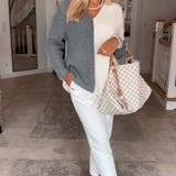 Pull de bloc de couleur en V