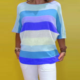 T-shirt imprimé rayé à col rond