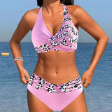 Bikini dos nu imprimé patchwork léopard