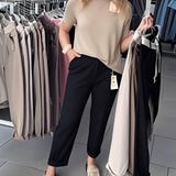 Pantalon Uni Décontracté Droit