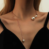 Collier clavicule pour femme avec fausse perle
