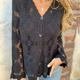 Cardigan Dentelle Encolure En V Manches Longues
