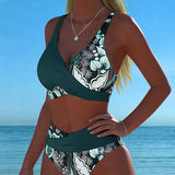 Bikini Contraste Couleur Mode Fleuri