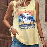 Tank Sleeveless Simple Printed