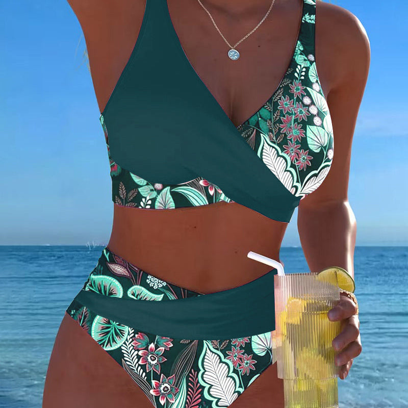 Bikini Contraste Couleur Mode Fleuri