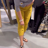 Pantalon Décontracté Fuselé Coton Et Lin Court