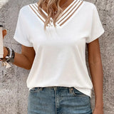 T-Shirt Polyvalent Crossover Col En V Manches Courtes