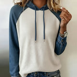 Sweat À Capuche Stylé Denim Tricoté Patchwork