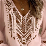 Blouse Manche Bouffante Col V Coupe Ample