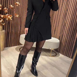 Robe Unie À Revers Et Style Tailleur