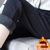Pantalon Taille Haute Chaud avec Doublure en Laine