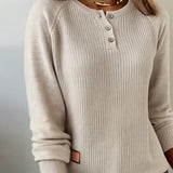 Pull Élégant Bouton Manche Raglan