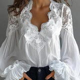 Chemisier Dentelle Patchwork Col V