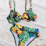 Bikini Sexy Imprimé Soutien-Gorge Push-Up Triangle