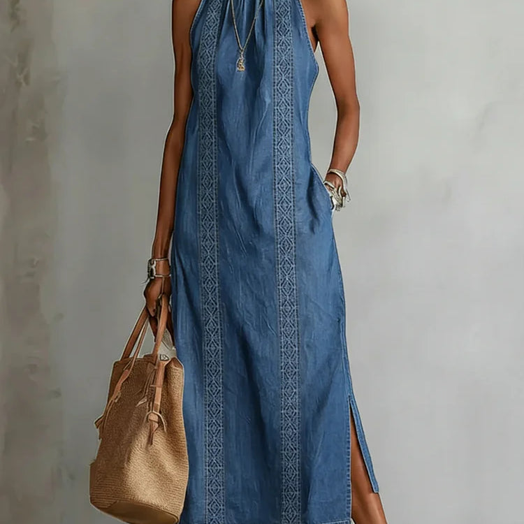 Soline | Robe en denim à dentelle rétro