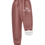 Pantalon décontracté en polaire imprimé lettres